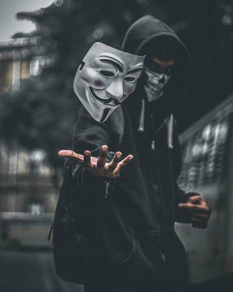 Hình ảnh của Hacker, Anonymous với Fawkes. mặt nạ