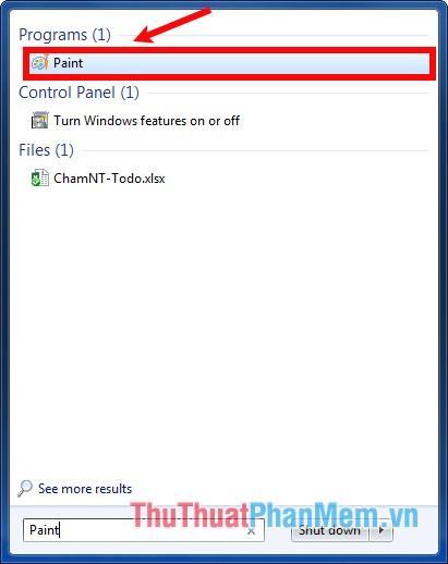 Mở ứng dụng Paint của laptop