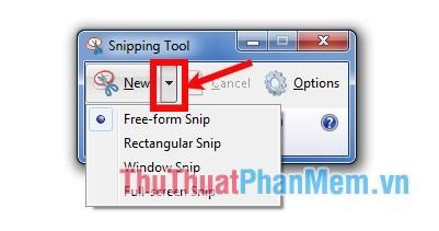 Nhấn vào biểu tượng hình tam giác bên cạnh chữ New để chọn kiểu chụp