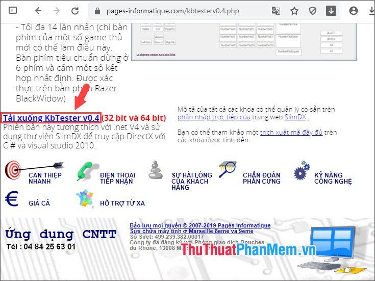 Nhấp vào Tải xuống KbTester