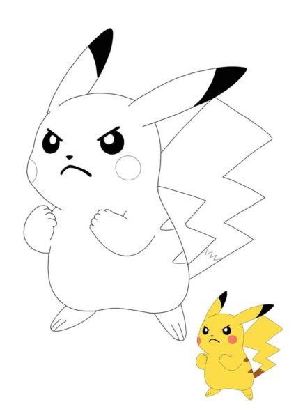 Tranh tô màu Pikachu có mẫu tham khảo