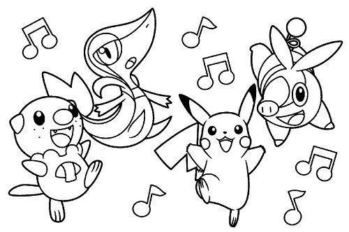 Tranh tô màu Pikachu và nốt nhạc