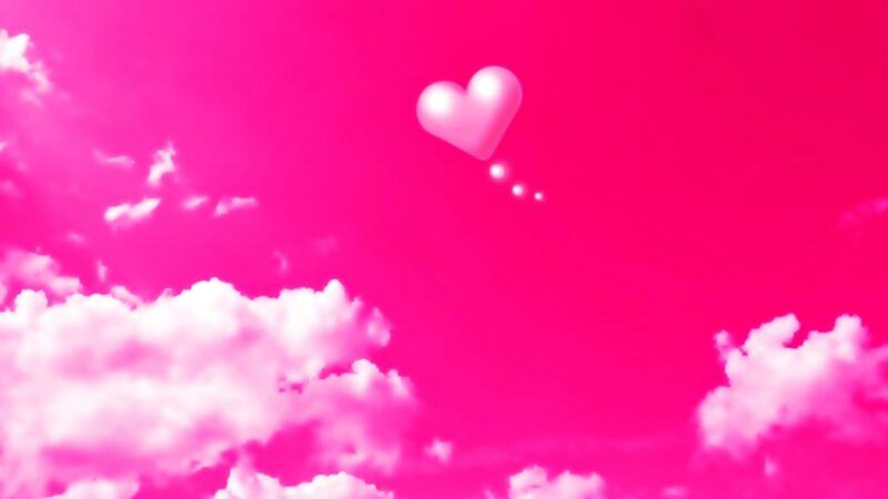 Hình nền trái tim đám mây màu hồng