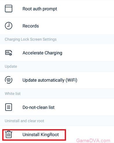 Gỡ cài đặt KingRoot