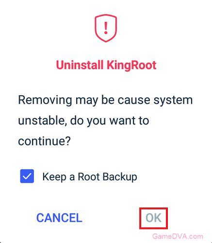Xác nhận gỡ cài đặt KingRoot