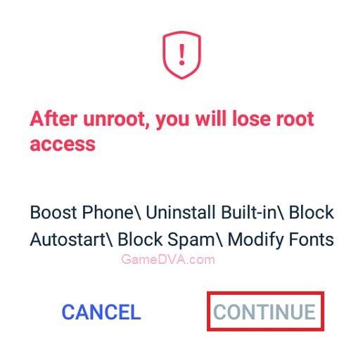 Xác nhận hủy root