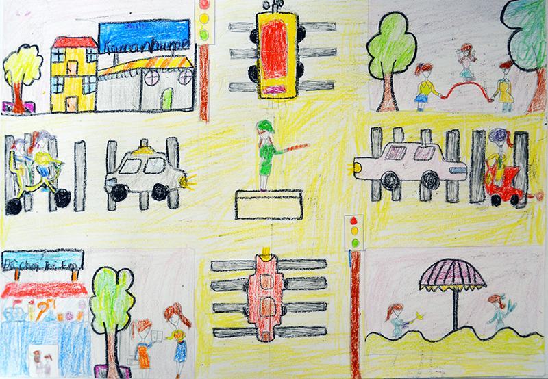 Bài vẽ an toàn giao thông đơn giản mà đẹp của học sinh THCS