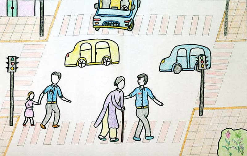 tranh, vẽ về chủ đề an toàn giao thông đường phố
