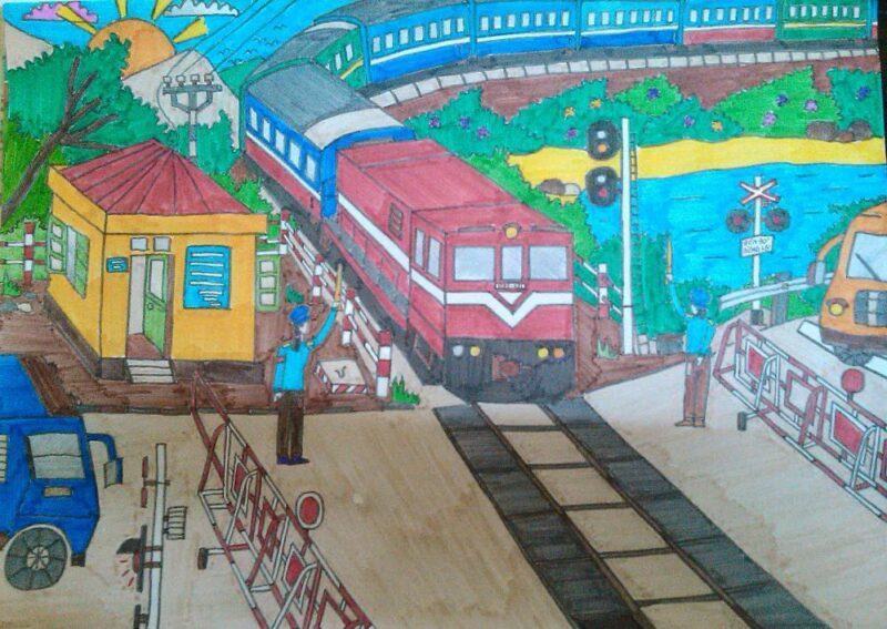 Vẽ tranh về chủ đề ATGT đường sắt