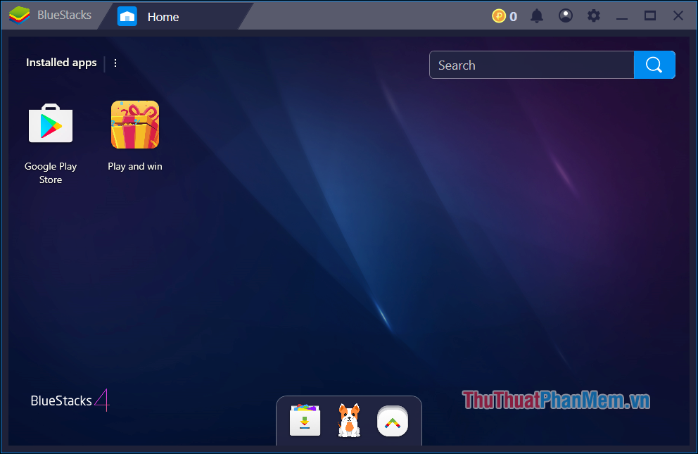 Giao diện chính của bluestacks