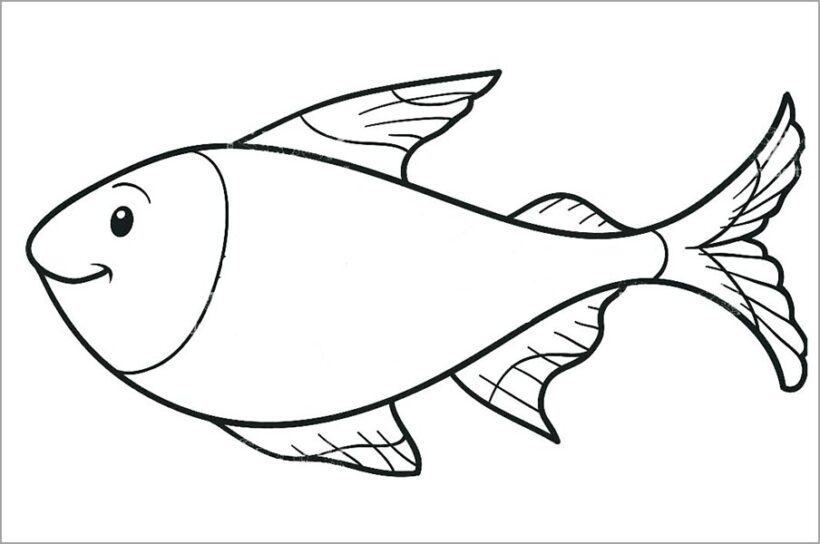 Tranh vẽ con cá đen trắng dễ thương cho bé tô màu (6)