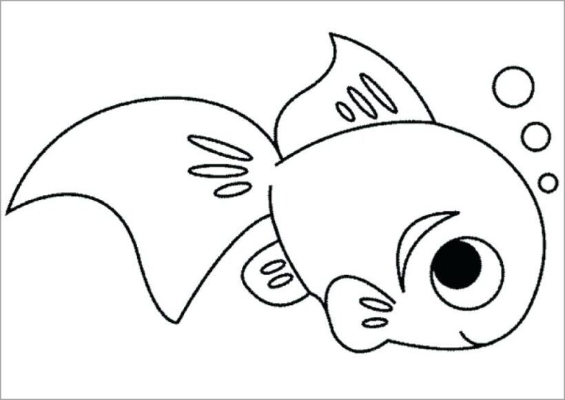 Tranh vẽ con cá đen trắng dễ thương cho bé tô màu (8)