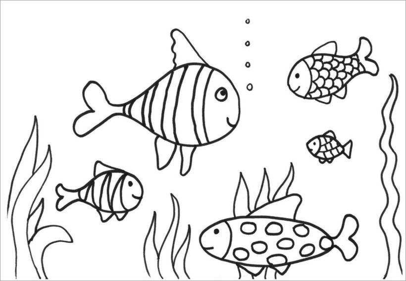 Tranh tô màu đàn cá ngộ nghĩnh cho bé tập tô màu (1)