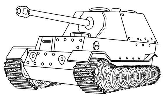 Vẽ xe tăng đen trắng cho bé tô màu (3)
