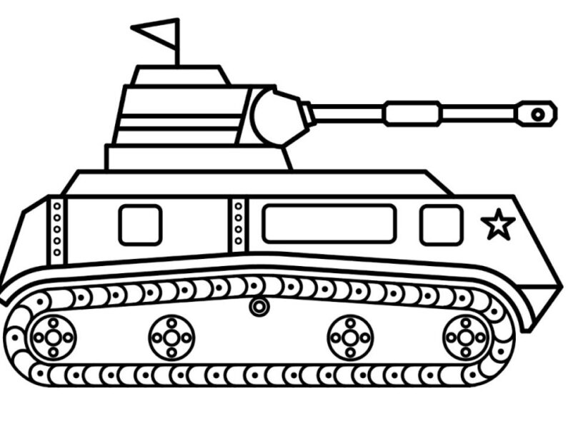 Tranh tô màu chiếc xe tăng đẹp cho bé tập tô màu (2)