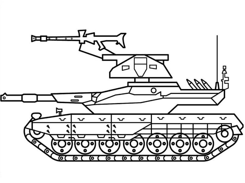 Tranh tô màu xe tăng đẹp cho bé tập tô màu (3)