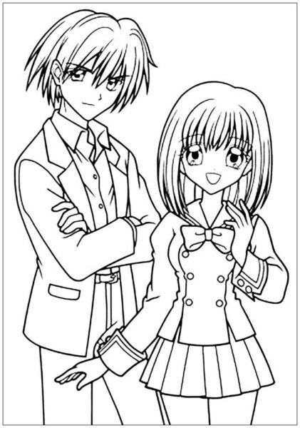 Tranh tô màu cặp đôi anime