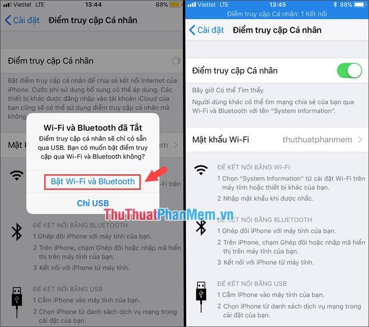 Bật Wi-Fi và Bluetooth