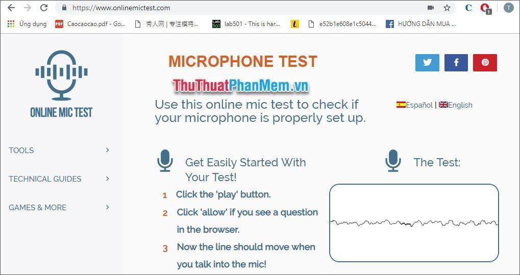 Nói vào micrô của bạn và bạn sẽ thấy sóng âm thanh