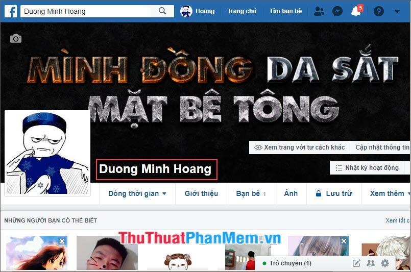 Vào trang Facebook cá nhân của bạn để xem tên hiển thị của bạn