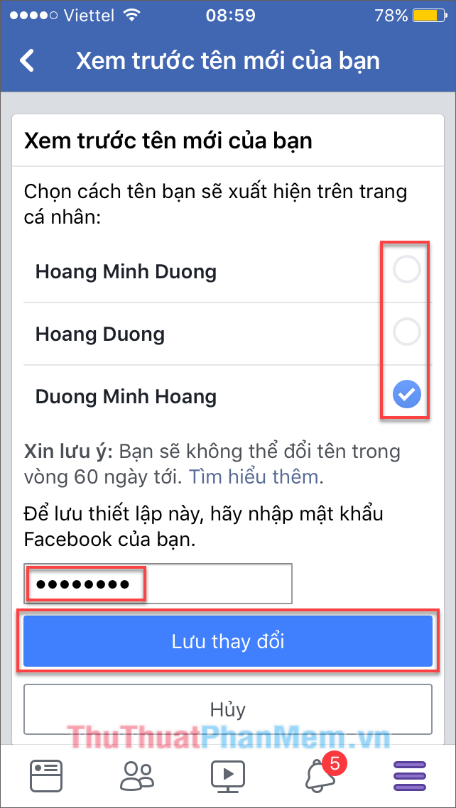 Facebook sẽ đề xuất tên hiển thị