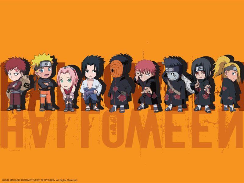 Hình ảnh Naruto chibi Halloween cùng bạn bè