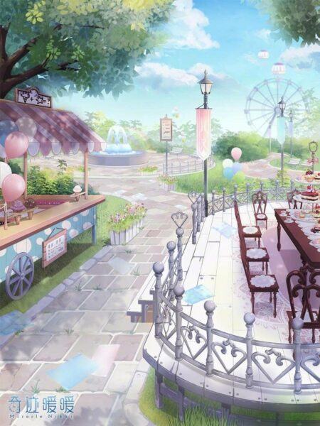 Hình ảnh anime về cảnh công viên giải trí