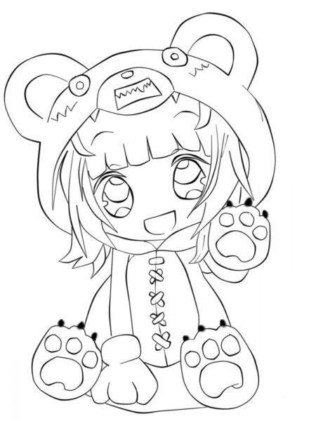 Coloring picture of Princess Chibi sitting