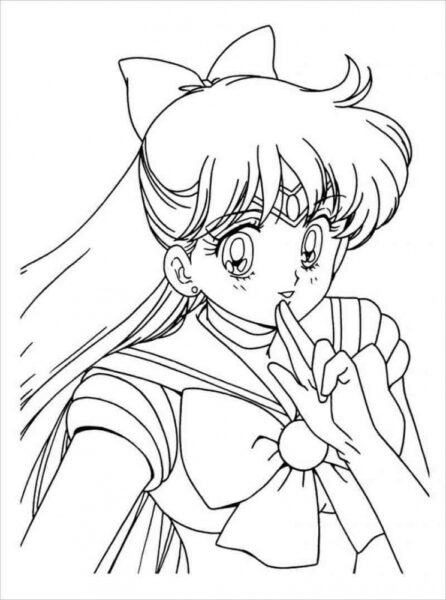 Coloring picture of Princess Chibi raising her hand in front of her mouth