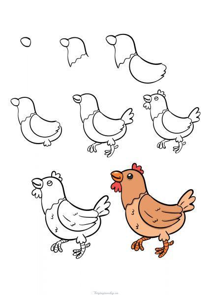Cách vẽ con vật - hình con gà