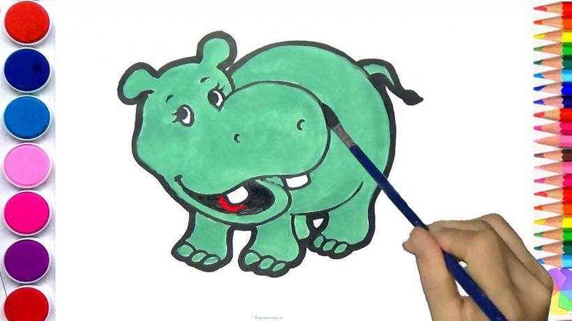 Cách vẽ động vật - Hippo