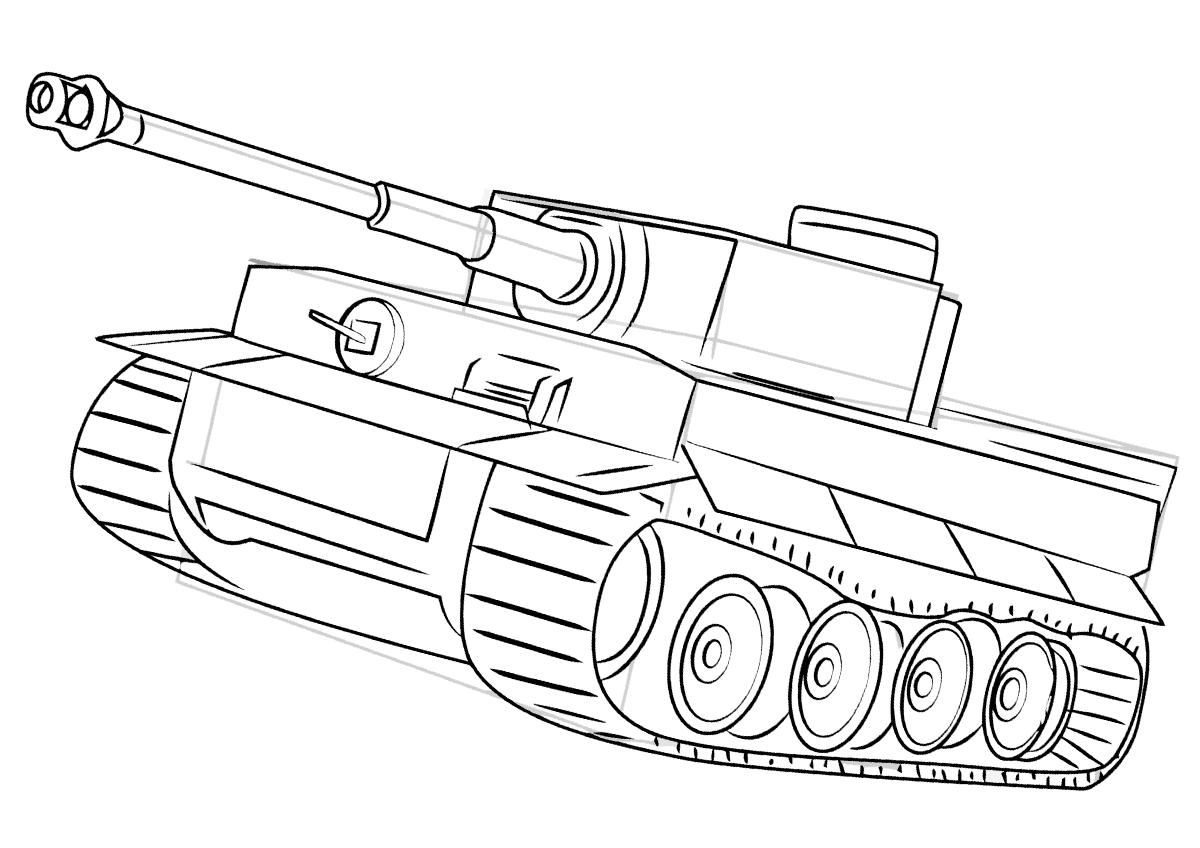 Tranh tô màu xe tăng đơn giản cho bé