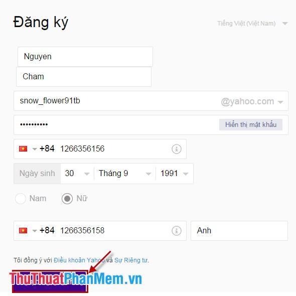 Đăng ký Yahoo Mail