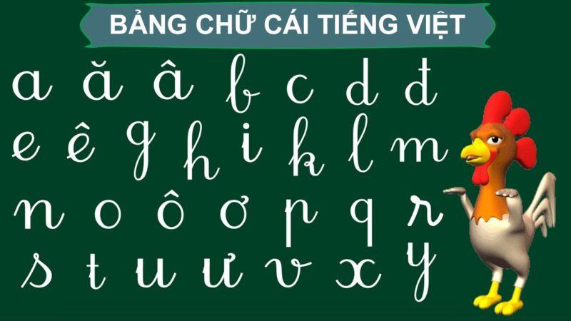 Hình ảnh bảng chữ cái tiếng việt viết trên bảng