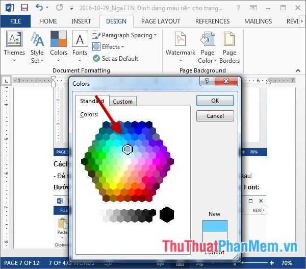 Hộp thoại Colors xuất hiện, chọn màu cần tô