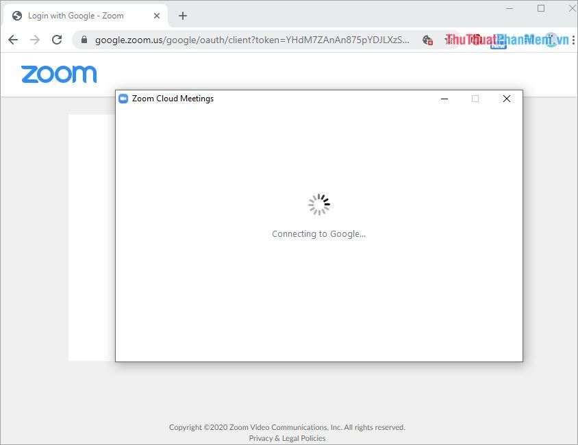 Đợi Zoom Meet kết nối với tài khoản Google của bạn