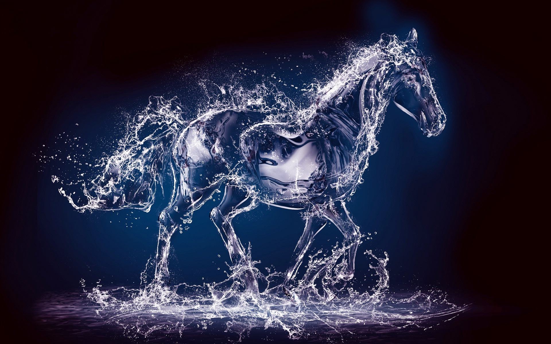 Hình nền máy tính ngựa nước 3D đang chạy cực đẹp