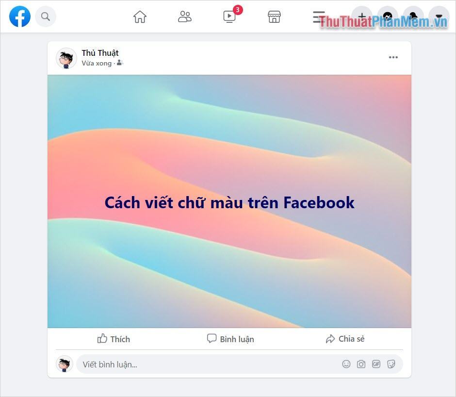 Hoàn tất việc đổi màu chữ trong Status trên Facebook