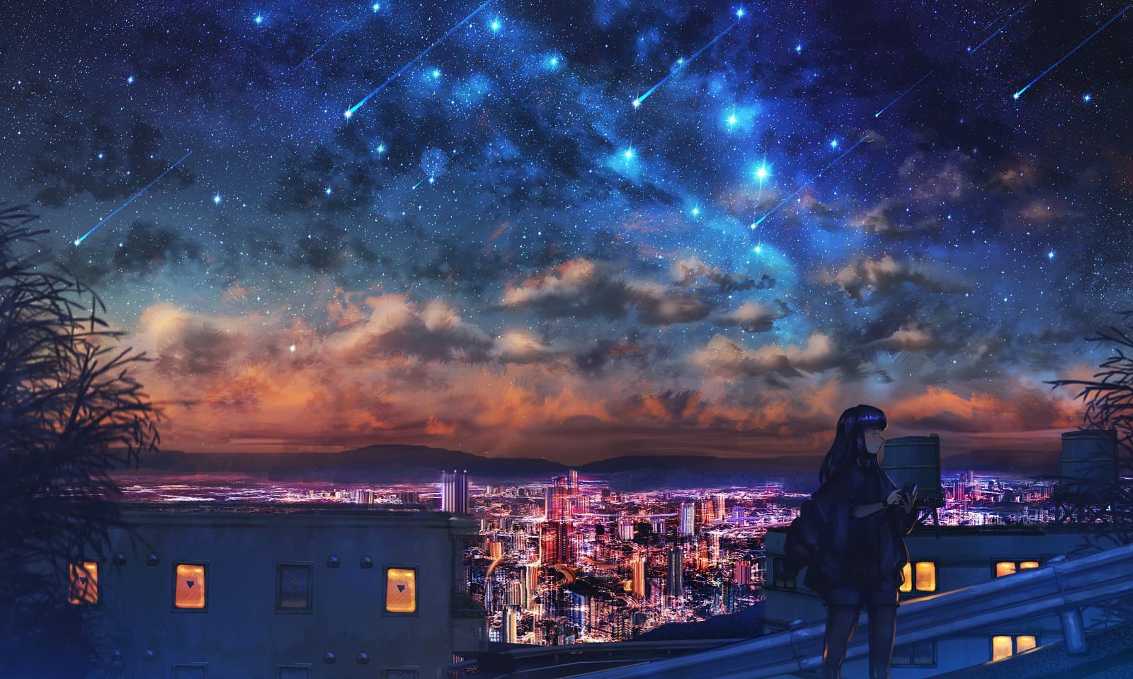 Bầu trời đêm anime tuyệt đẹp