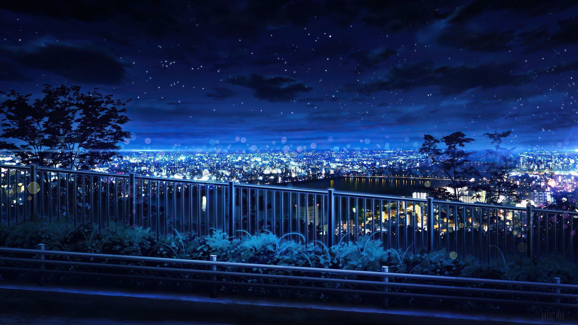Hình ảnh bầu trời đêm anime đẹp lung linh