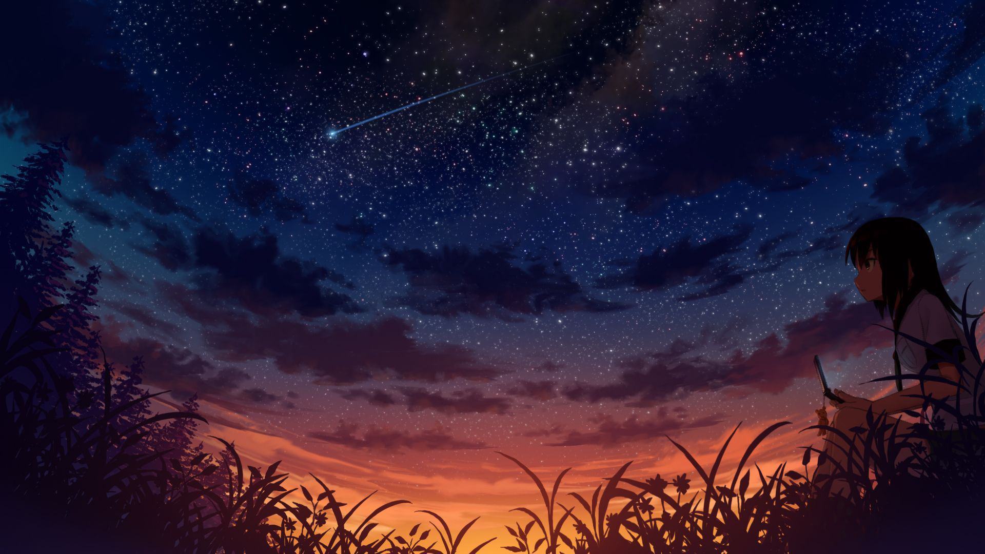 Hình ảnh bầu trời đêm anime buồn đẹp