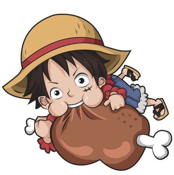 Ảnh chibi dễ thương luffy gặm đùi gà