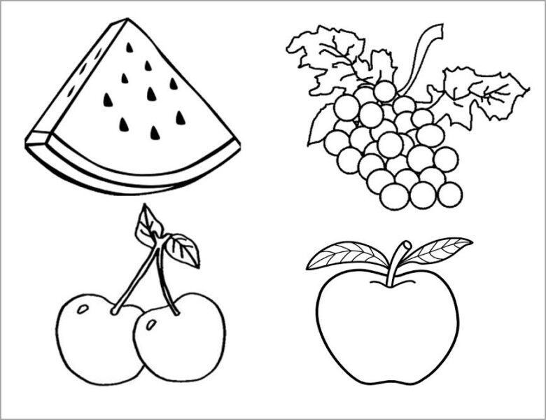 Tranh tô màu trái cây đẹp đơn giản cho bé tập tô màu (8)