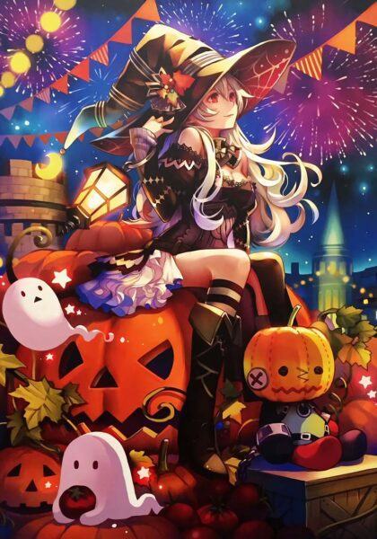 Hình ảnh anime halloween cô gái bí ngô và những con ma