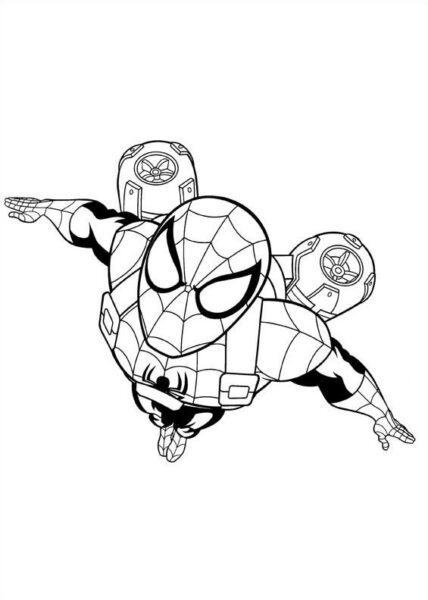 Tranh vẽ người nhện đen trắng cho bé tô màu (3)