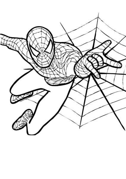 Tranh vẽ người nhện đen trắng cho bé tô màu (7)