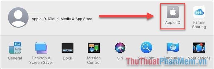 Bạn mở System Preferences, tìm Apple ID