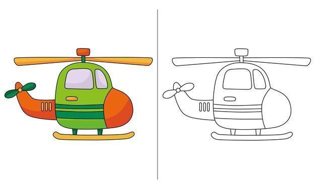 Tranh tô màu máy bay trực thăng với mô hình