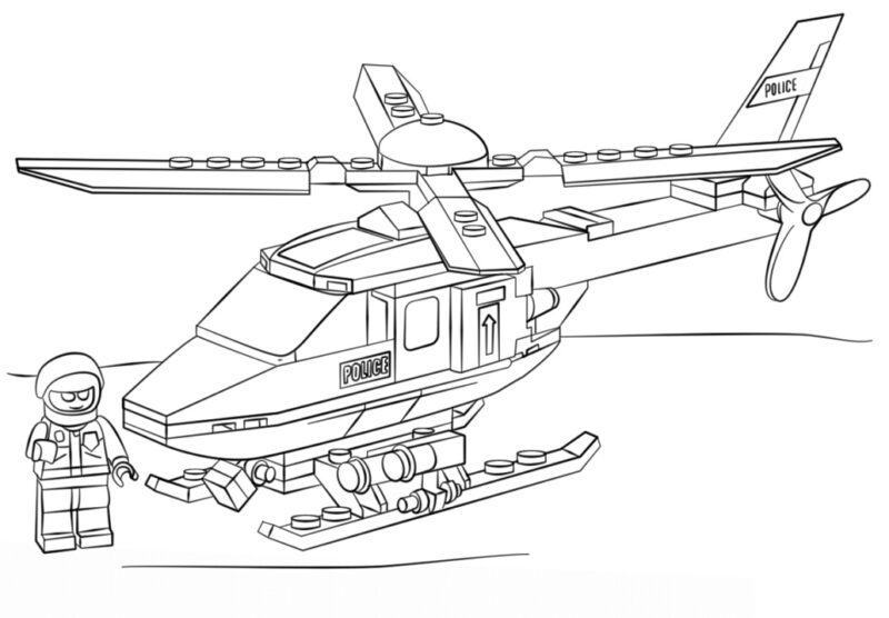 Tranh tô màu máy bay trực thăng cảnh sát cho bé