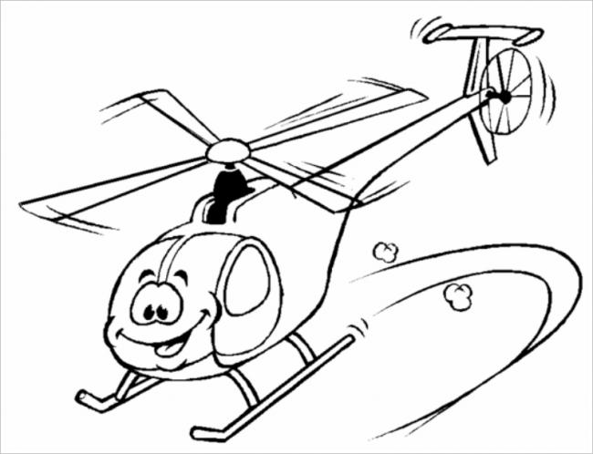 Tranh tô màu máy bay trực thăng dễ thương